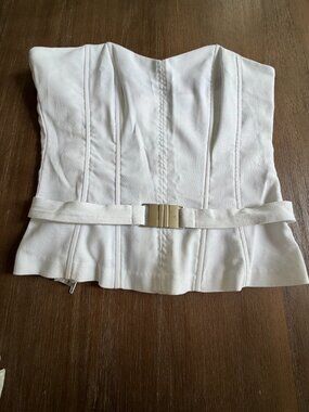 Bustier Corset en Jean Blanc avec Ceinture City Jennyfer 38